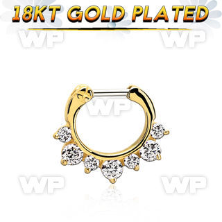 gseph16 gold plated silver septum clicker w 4 small + 3 big czs