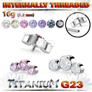 h3xg08u titanium top part post three round color cz