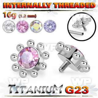 h3xgy8u titanium flower shape top colored cz plain balls