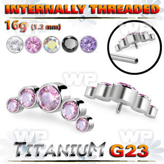 h3xgz8u titanium top part post five round color cz