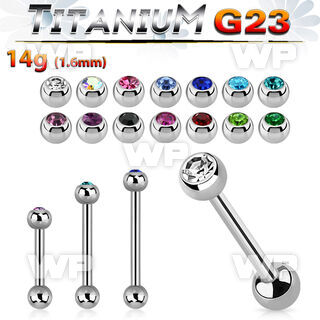 h4463 titanium straight bar bezel jeweled ball plain ball