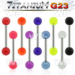 h44hq g23 titanium tongue bar 1 6mm 6mm acrylic uv balls lengt tongue piercing