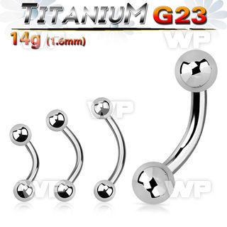 h4u40 titanium navel bananabell 14g two 4mm balls