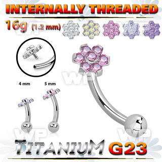 h4u48uep titanium bananabell 16g flower top cz ball internal