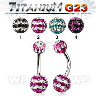 h4udai1 g23 titanium belly ring 5 8mm multi crystal ferido glued belly piercing