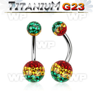 h4udaia g23 titanium belly ring 5 8mm multi crystal ferido glued belly piercing