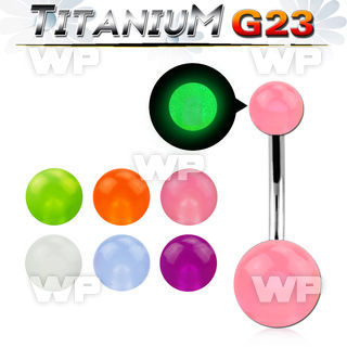 h4uib g23 titanium belly ring 5 8mm glow in the dark acrylic belly piercing