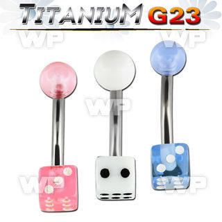 h4uq1 g23 titanium belly ring 5mm uv acrylic dice belly piercing