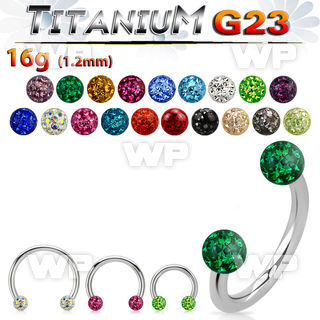 h64daz titanium circular bar 3mm multi crystal balls