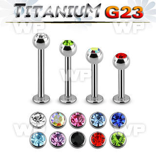 hb460 titanium labret stud 14g 4mm bezel setting