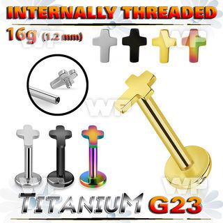 hb48u0 titanium internal threaded labret 3mmby4mm cross