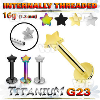 hb48ue titanium internal threaded labret 3mm star