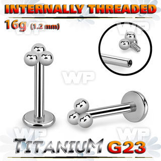 hb48ue0 titanium internal threaded labret triple balls