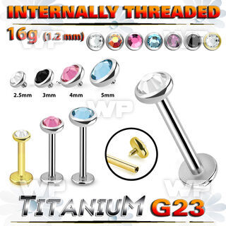 hb48uee titanium internal threaded labret 3 5 color crystal