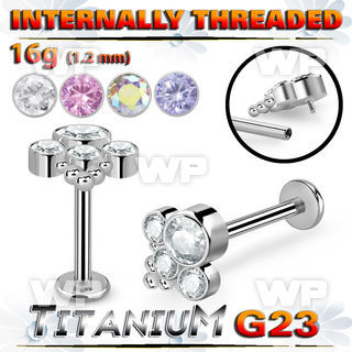 hb48uel titanium labret stud bohemian top cz internal