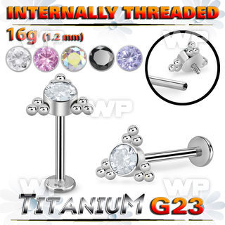 hb48ul titanium internal threaded labret round cz