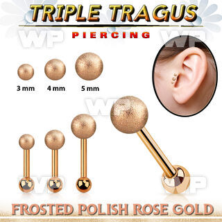 hexttifo rose gold triple tragus piercing w 3 5mm frosted ball