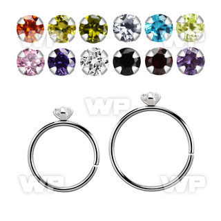 hpz2m silver seamless nose hoop w 2mm prong set cz stone
