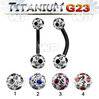 hr4uda37 ion plated g23 titanium belly ring 5 6mm multi crystal belly piercing
