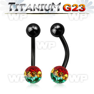 hr4udaya ion plated g23 titanium belly ring 5mm top titanium ball belly piercing