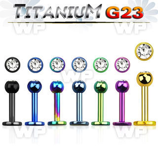 hrb46z ion plated g23 titanium labret stud 1 2mm 3mm press fit lower lip piercing