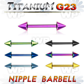 hrum6us ion plated g23 titanium nipple barbell 1 6mm 5mm cones nipple piercing