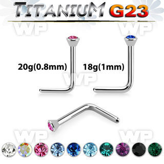 hub64 high polished titanium g23 nose pin 2mm round crystal