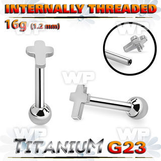 hxw8u0 titanium internal threaded barbell 3mmby4mm cross