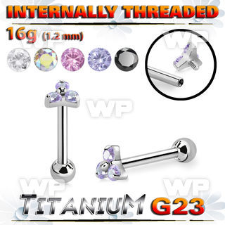 hxw8uez3 titanium straight bar 16g triangle cz ball internal