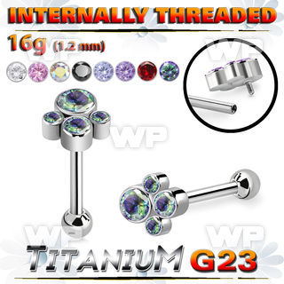 hxw8ukk titanium bar four bezel cz cluster ball internal