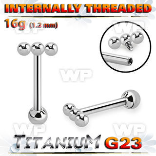 hxw8usz titanium straight bar 16g three balls ball internal