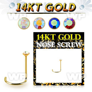 i3674je 14k gold nose screw color crystal ball