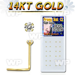i36g6 box of 14kt gold nose screw spiral 0 6mm clear 1 5mm pro nose piercing
