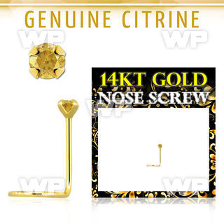 i36iwy 14kt gold nose screw2mm prong set real citrine stone nose piercing