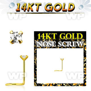 i3gvje 14kt gold nose screw spiral 0 6mm 2mm square shaped pron nose piercing