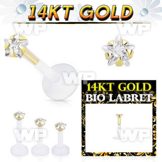 i48g3aj clear bio flexible labret star cubic zirconia (cz) stone