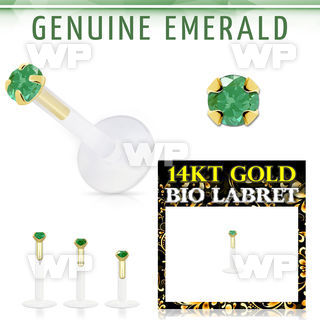 i48iwep bio flex labret 1 2mm push in 14kt gold top 2mm genuine lower lip piercing