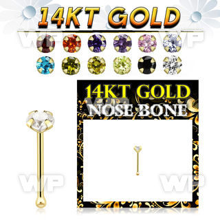 i4gjks 14kt gold nose pin claw set colored cz