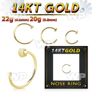 i6bu 14kt gold clip on nose hoop flat back