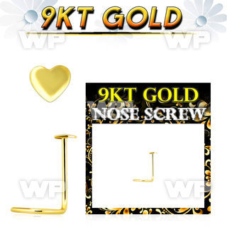 i93xr 9kt gold nose screw2 5mm plain gold heart shaped tops nose piercing