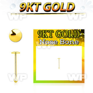 i94a1 9kt gold nose bone 2mm plain gold round top nose piercing