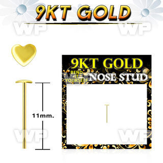 i9n3xr 9kt gold bend it yourself l shaped nose stud 22g 0 6mm 