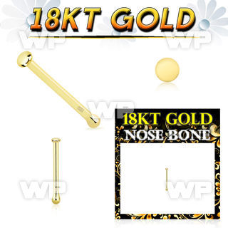 ii4a1e 18kt gold nose pin 22g plain gold round top