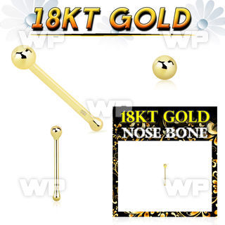 iiu44e 18kt gold nose pin 22g plain ball top