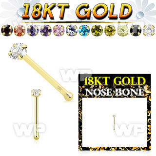 iiu4gje 18kt gold nose pin 22g claw set color cz