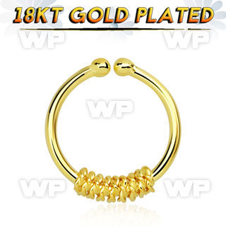 im3wmek8 silver fake septum ring w genuine 18k gold plating w a septum piercing