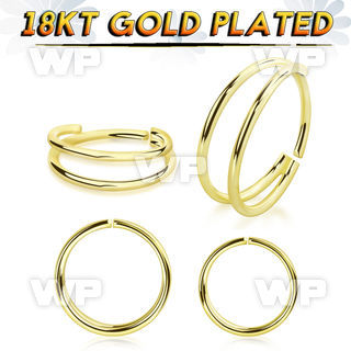 im3ww real 18kt gold finish silver seamless nose ring double