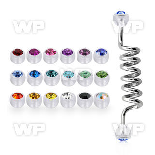 indajb5 steel industrial coil barbell w 5mm acrylic crystal ball