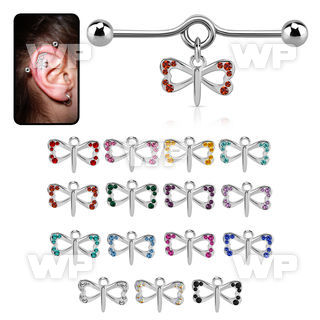 indd18 316l steel industrial loop barbell w balls & butterfly