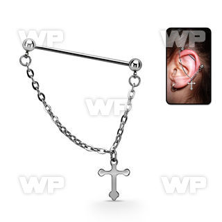 indsd4 steel industrial barbell w dangling plain cross